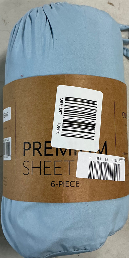 Casual Comfort™ Premium Ultra Soft Microfiber Wrinkle Free 6 Piece Sheet Set Queen-Light Blue