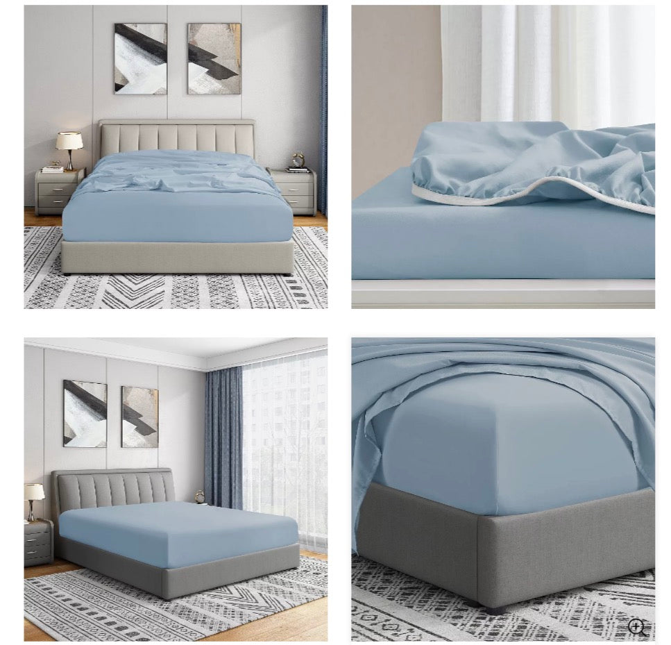 Home Ultra Soft Deep Pocket Fitted Sheet in Blue Fog size king