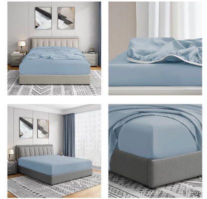 Home Ultra Soft Deep Pocket Fitted Sheet in Blue Fog size king