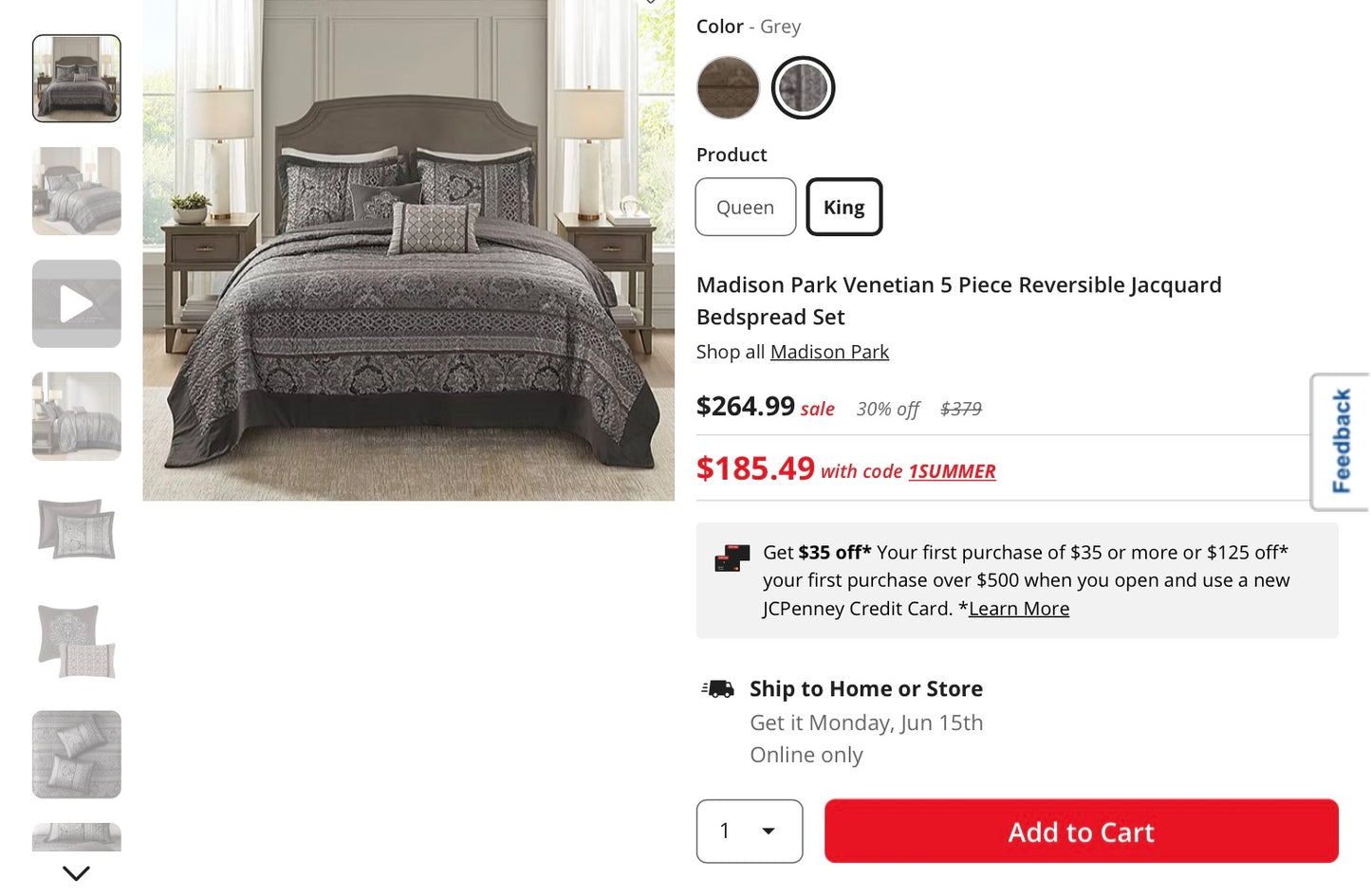 Madison Park Venetian 5 Piece Reversible Jacquard Bedspread Set king