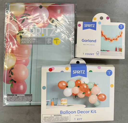 Spritz party decoration kits featuring balloon