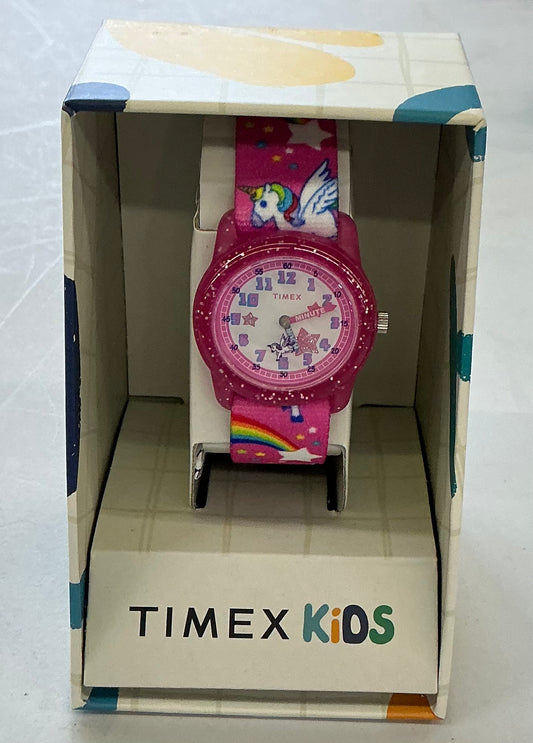 Timex Kids Time Machines Rainbow Unicorn Watch with a pink elastic strap