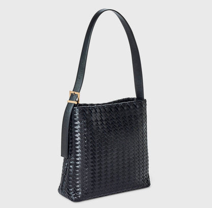 Black woven bucket shoulder bag from A New Day