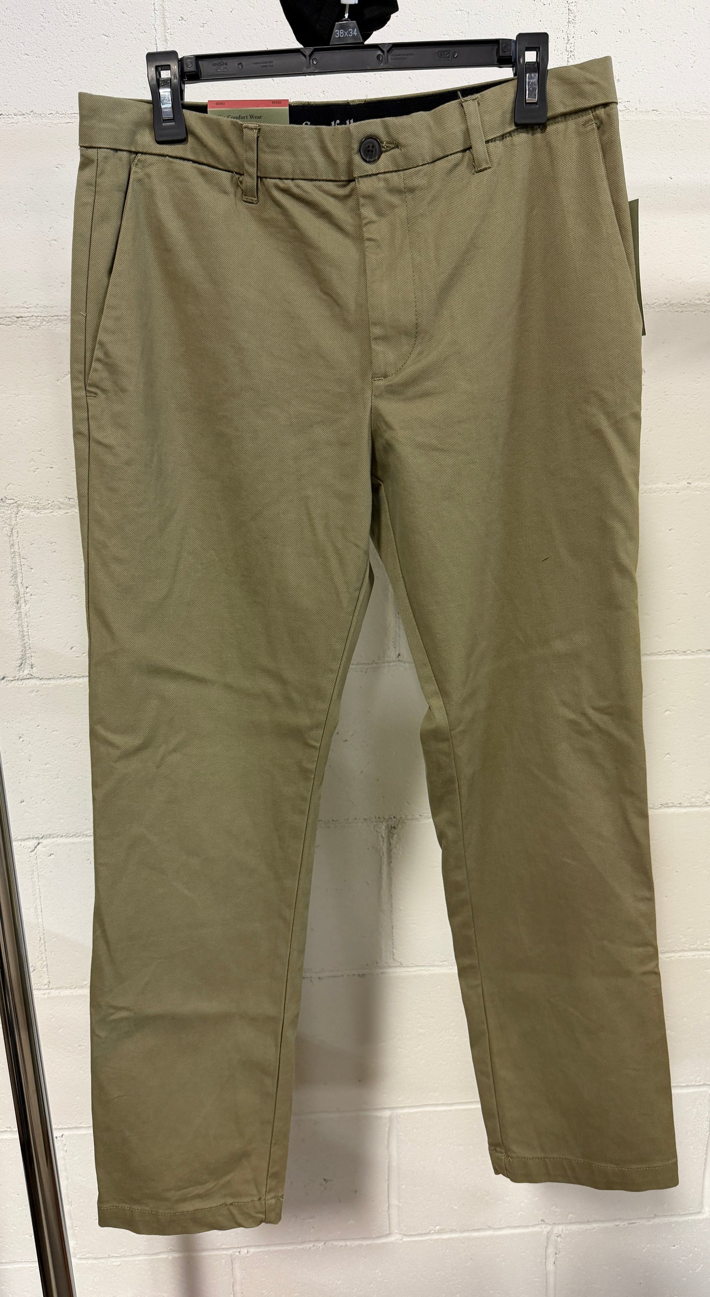 Men’s Chino Slim Fit Pants, Color Olive, Size 30 x 30