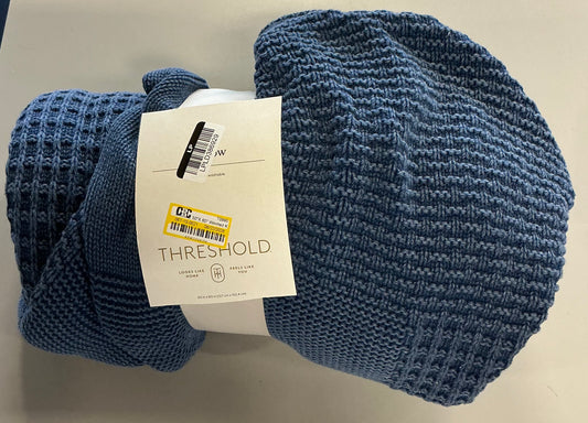 Washed knitted throw blanket - blue - 50x60”