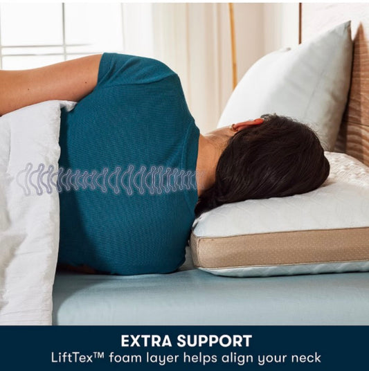 Serta® Align Revive Memory Foam Medium Density Bed Pillow Queen-White/Brown
