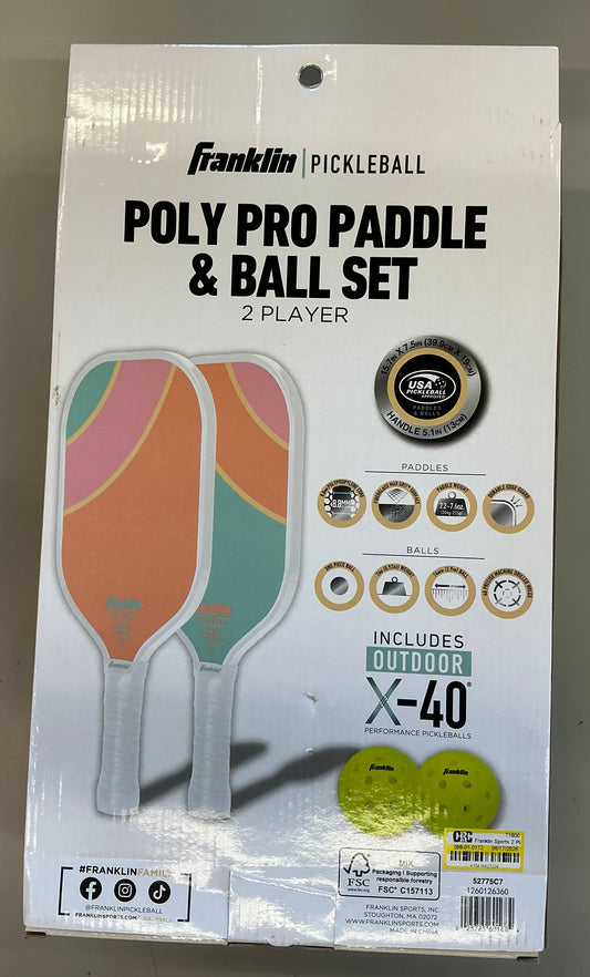 Franklin sports 2 player poly paddle with ball set - yellow/green - AS IS - MINOR COSMETIC FLAWS