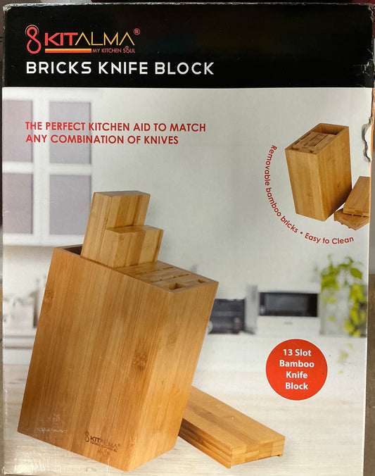 Bricks knife block-13 slot bamboo