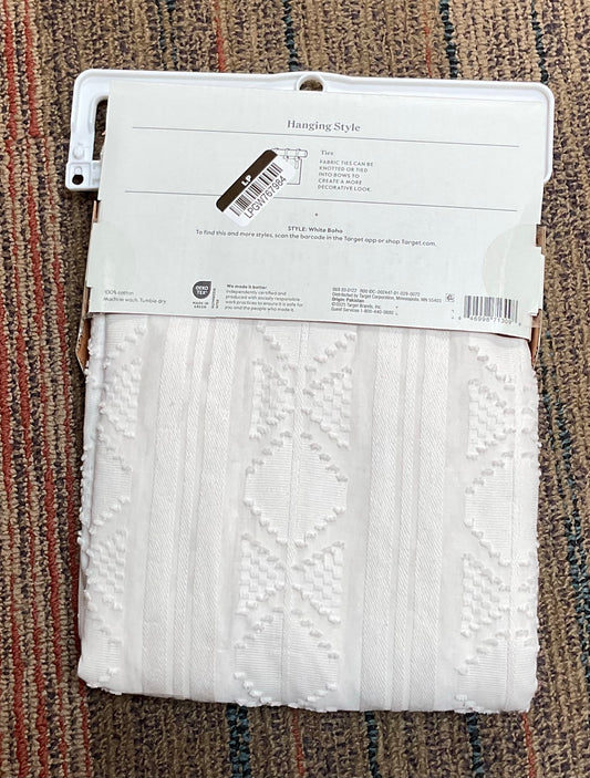 54"x84" Light Filtering Boho Diamond Clip Curtain Panel
White