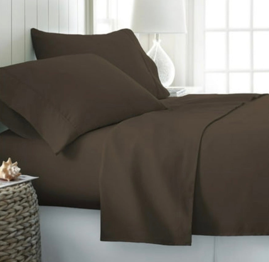 Brown ienjoy Home Premium 4-Piece Sheet Set size cal king