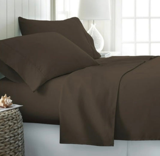 Brown ienjoy Home Premium 4-Piece Sheet Set size cal king