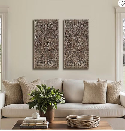Madison Park Botanical Distressed Carved Wood 2-pc. Wall Art Set