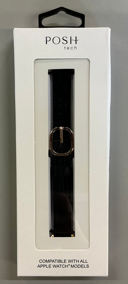 Posh Tech Carmen Croc Leather band for Apple Watch - black