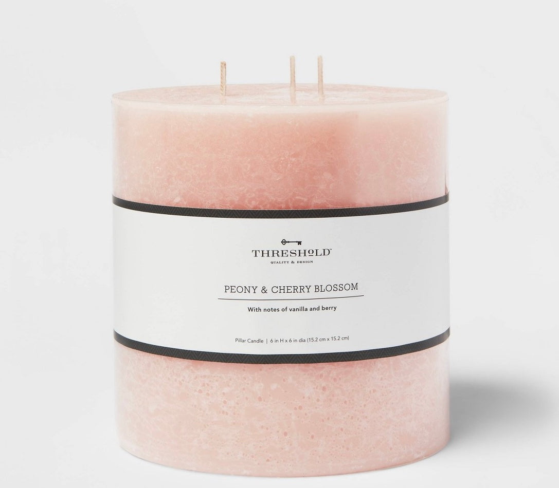 6”x6” 3-wick pillar scented candle - AS IS - SOME MINOR COSMETIC FLAWS