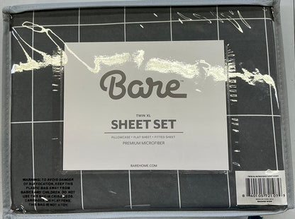 Bare Home ultra soft sheet set 3 piece Twin XL-Grid grey/white