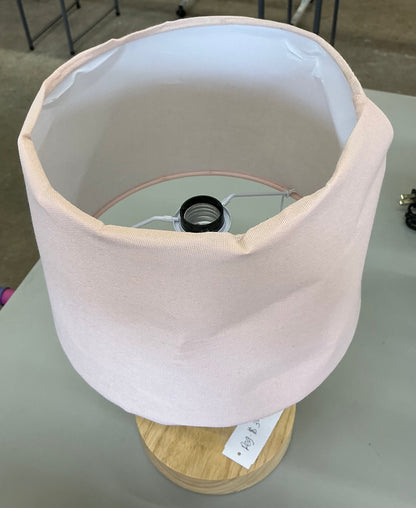 Kids’ table lamp pink/wood - AS IS - DENTED LAMP SHADE - MINOR COSMETIC FLAW