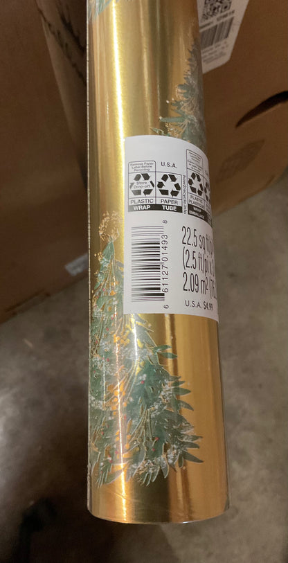 Christmas Roll Wrap Christmas Tree on Gold (22.5 sq ft)