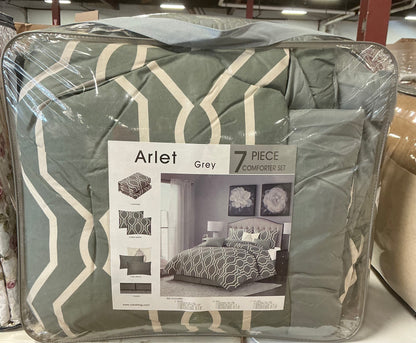 Arlet 7-Piece Geometric Comforter Set in Grey king