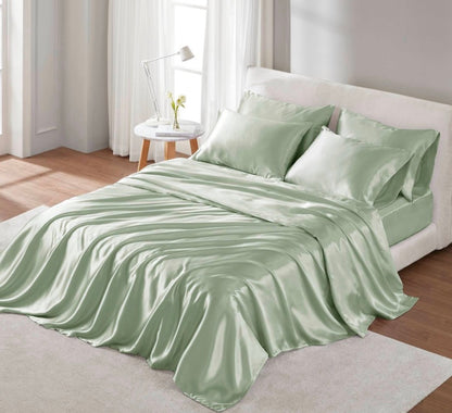 Madison Park Essentials Satin Sheet Set in sage green king