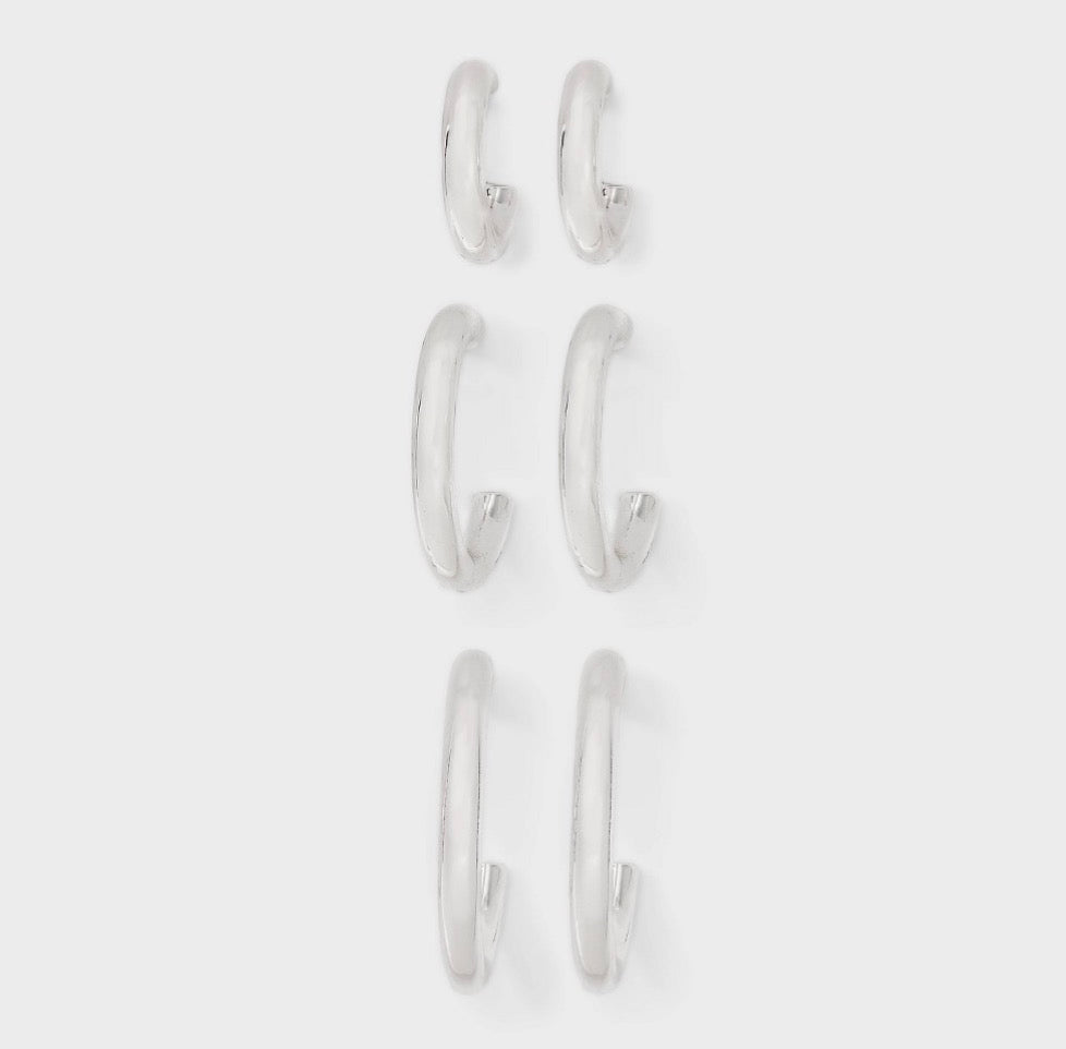 Nickel-free silver hoop earrings featuring multiple sizes in a single set