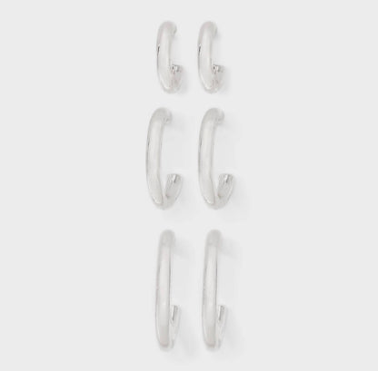 Nickel-free silver hoop earrings featuring multiple sizes in a single set