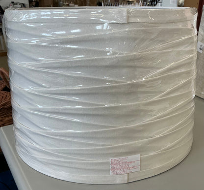 Large white drum linen lamp shade 15x10in cream linen overlay