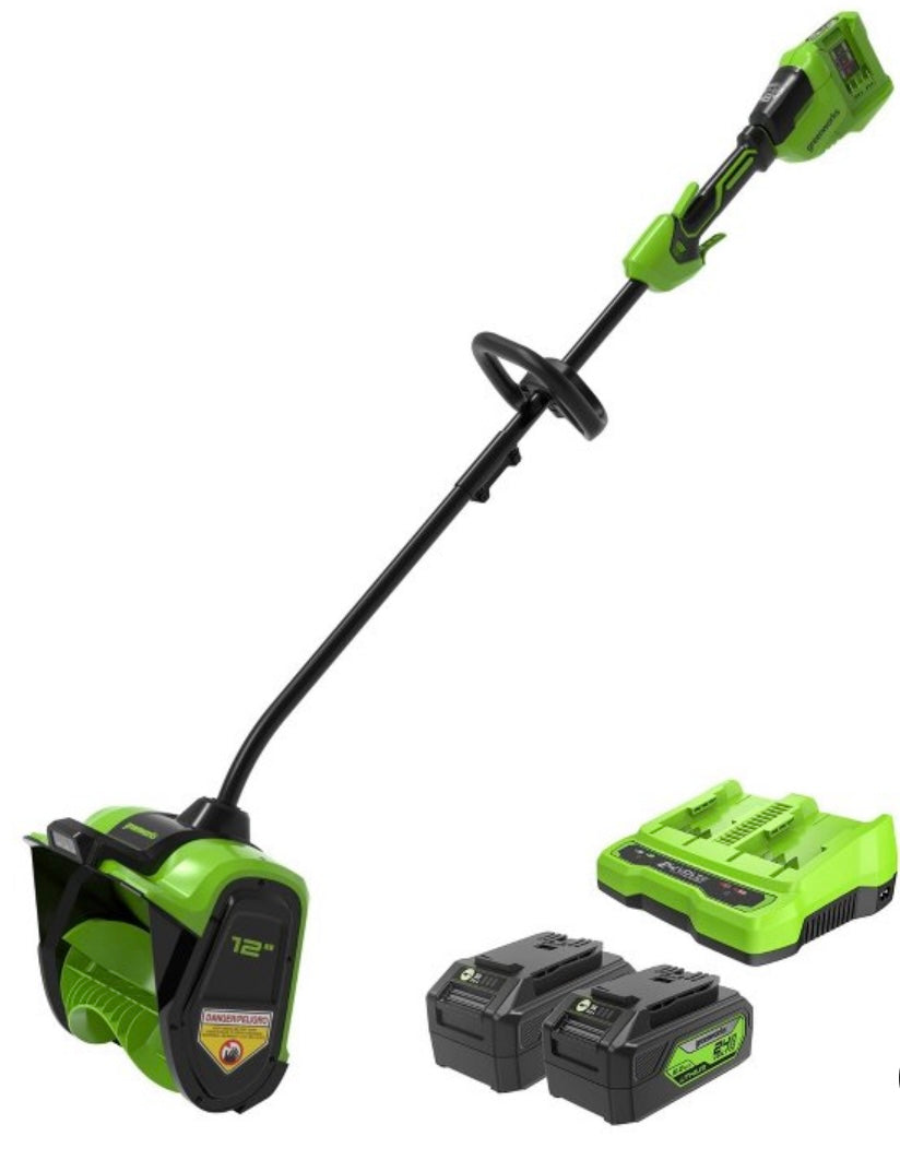 Greenworks 12" Brushless Snow Shovel with Light Kit: 24V Lithium lon, Adjustable Handle