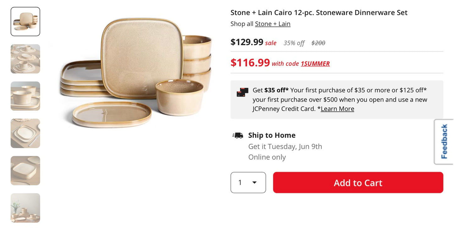 Stone + Lain Cairo 12-pc. Stoneware Dinnerware Set