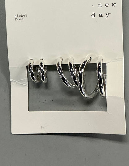 Nickel-free silver hoop earrings featuring multiple sizes in a single set