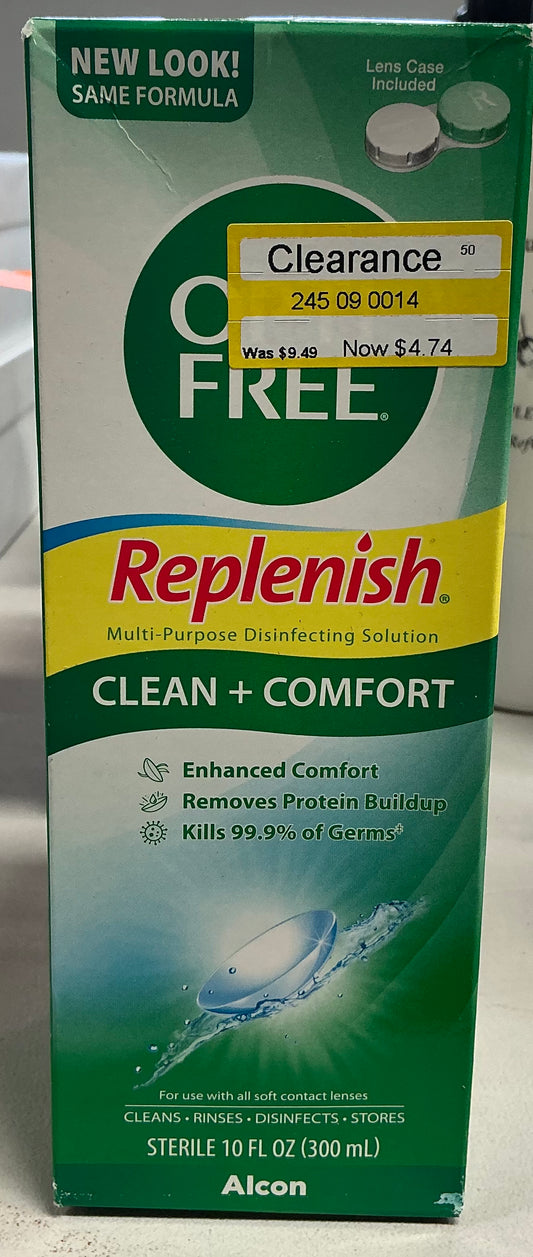 OPTI-FREE Replenish Disinfecting Contact Lens Solution for Daily Contact Lens Cleaning Use, 10 fl oz