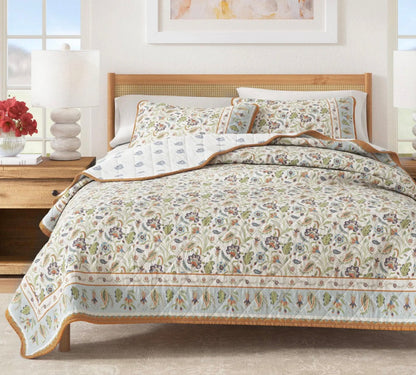 Indira Floral Boho Printed 3-pc Cotton Quilt Set king