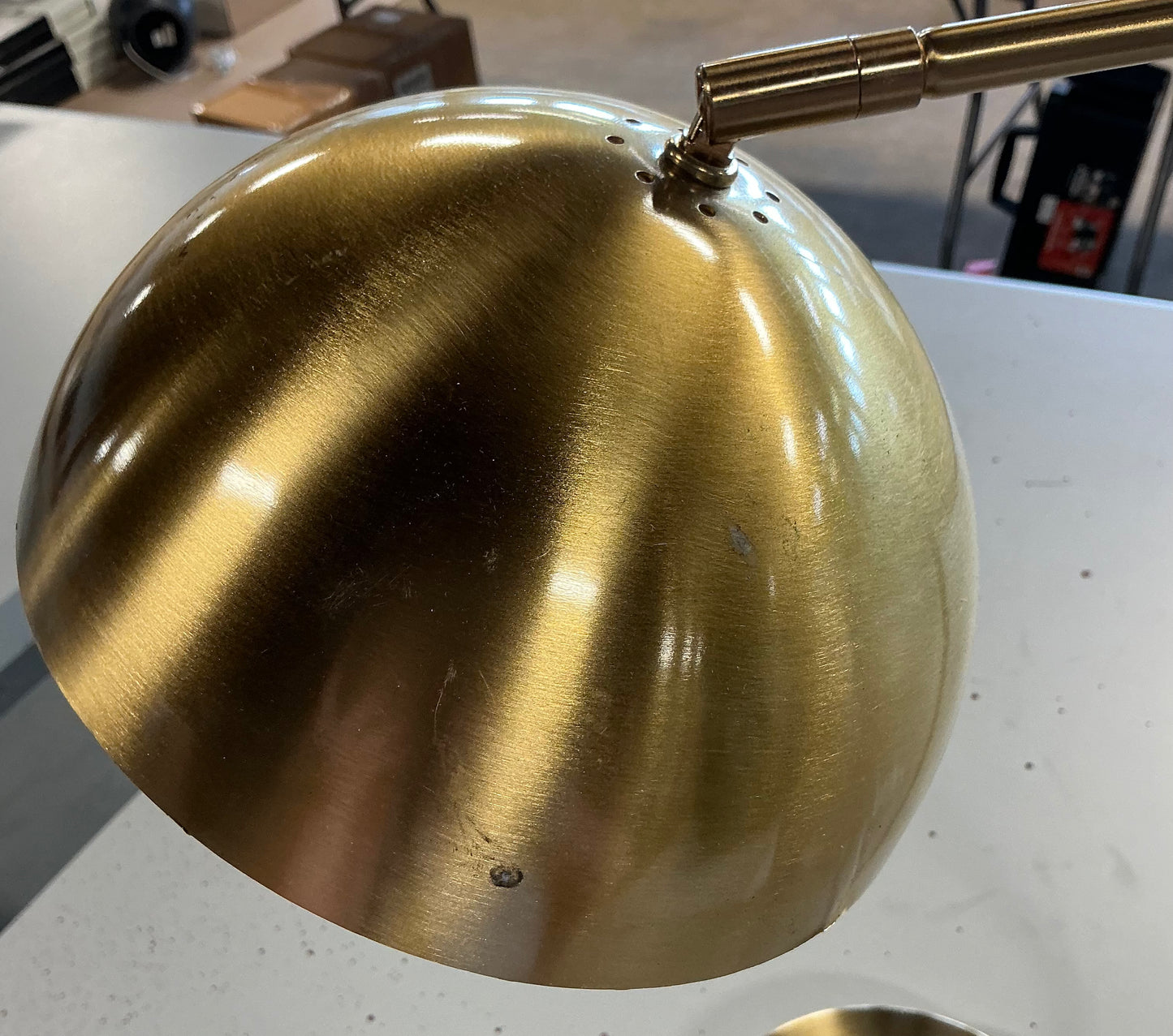 Glossy metal table lamp brass - COSMETIC FLAWS - PICK UP ONLY