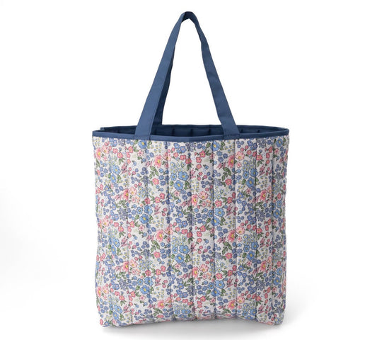 Quilted floral print tote bag