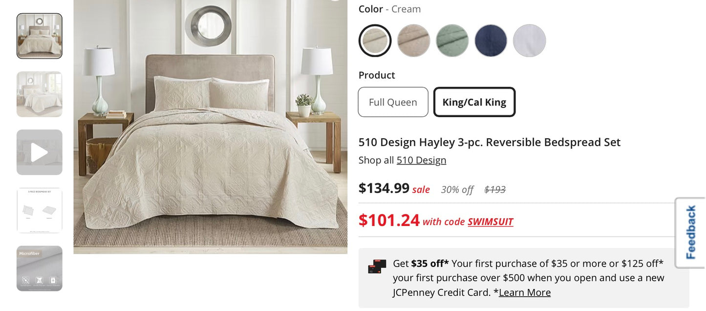 510 Design Hayley 3-pc. Reversible Bedspread Set king/cal king