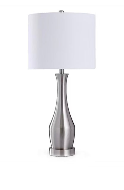 Stylecraft Brushed Steel Table Lamp, Measurements: 14 Width/Inches, 31 Height/Inches, 14 Depth/Inches