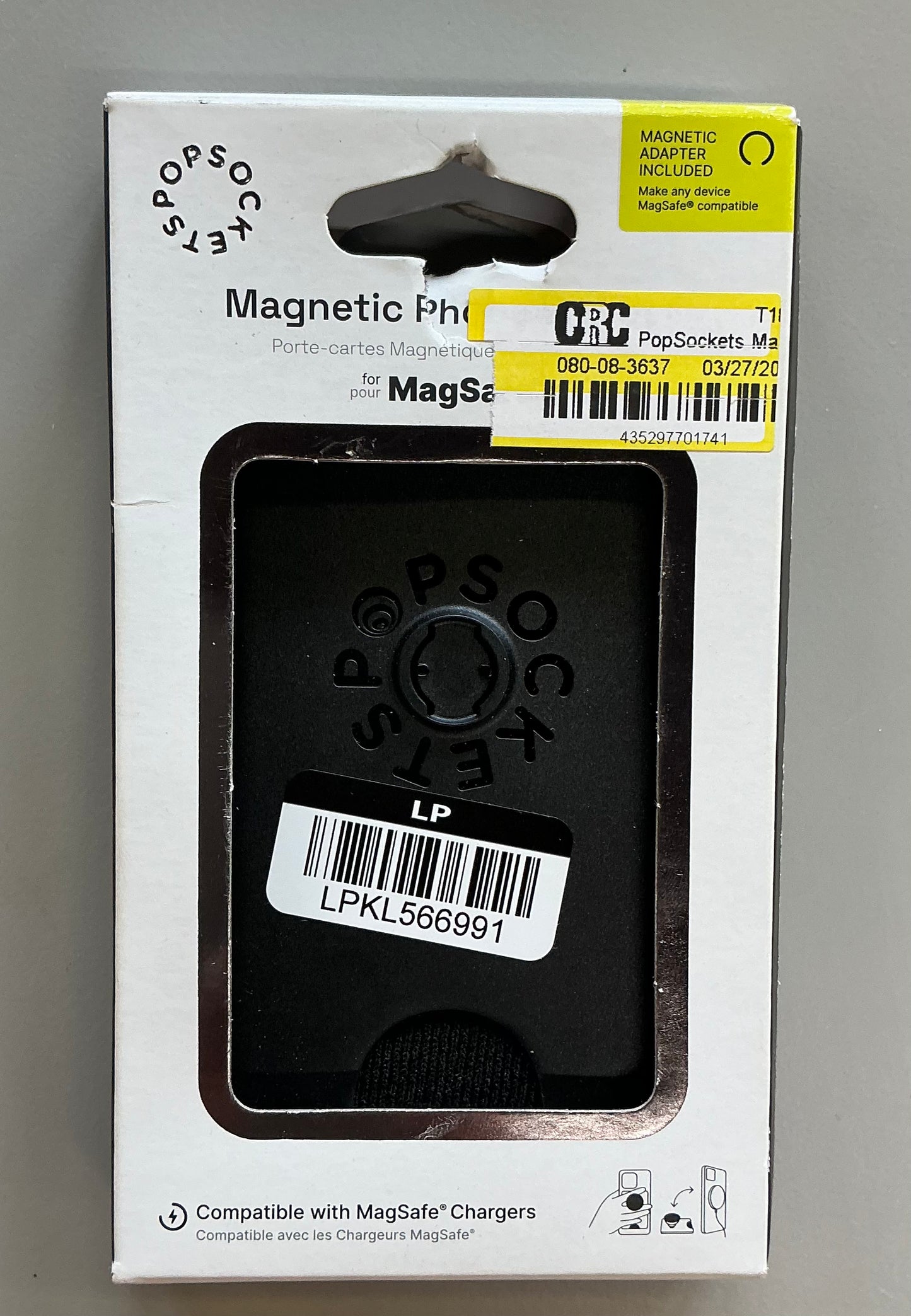 Popsockets magnetic phone wallet - includes magnetic adapter ring - AS IS - OPEN PACKAGE - MISSING GRIP
