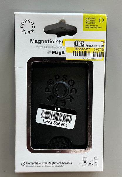 Popsockets magnetic phone wallet - includes magnetic adapter ring - AS IS - OPEN PACKAGE - MISSING GRIP
