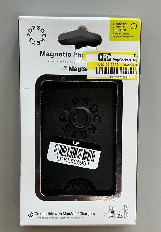 Popsockets magnetic phone wallet - includes magnetic adapter ring - AS IS - OPEN PACKAGE - MISSING GRIP