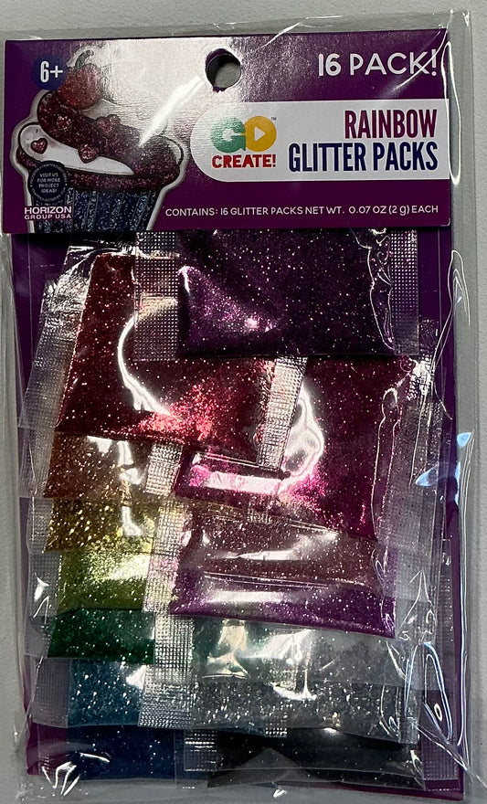 Horizon Group USA "Go Create" Rainbow Glitter Packs featuring assorted colors-16 pack