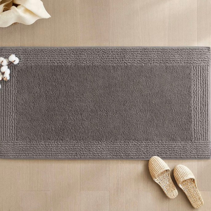 100% Cotton Tufted 3000 Gsm Reversible Bath Rug charcoal-24”x72”