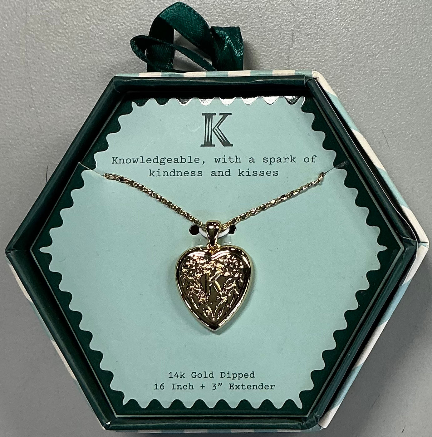 14k gold dipped heart charm initial necklace