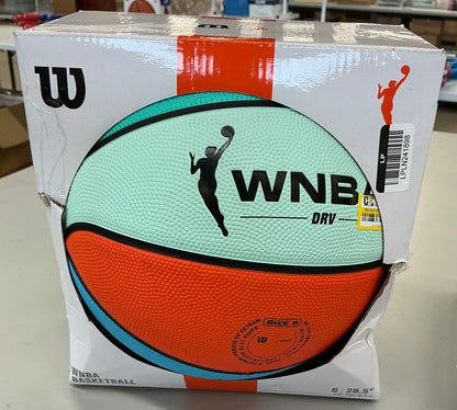 Wilson size 6 NBA DRV bright basketball - blue/orange: composite shell, butyl bladder - damaged package - product is new
