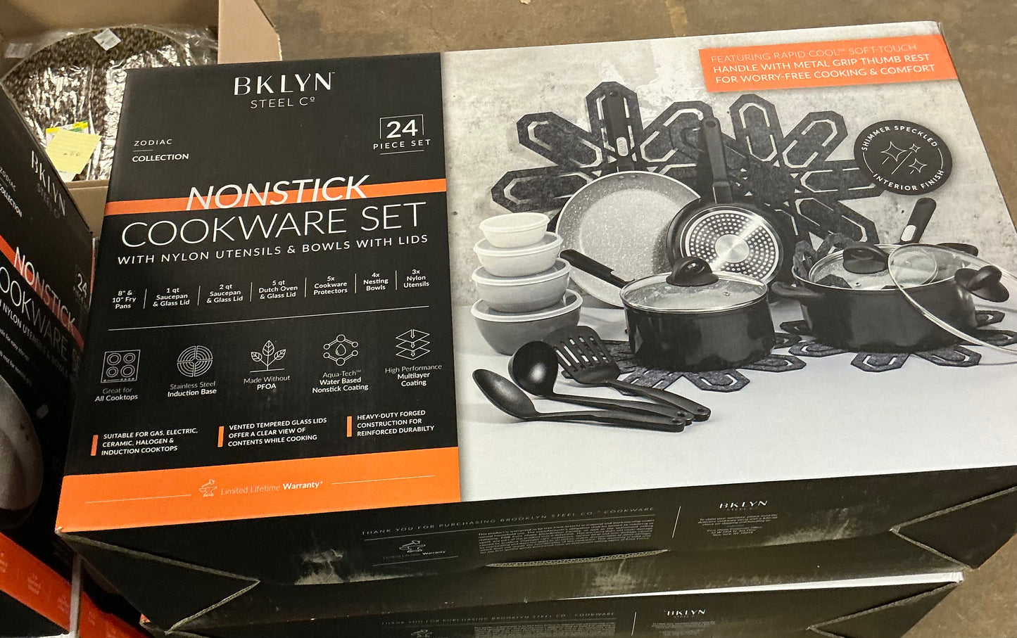BKLYN Steel Co Zodiac 24 pc Nonstick Cookware Set - Black