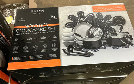 BKLYN Steel Co Zodiac 24 pc Nonstick Cookware Set - Black