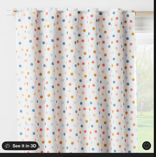 42”W x 63”L Dot kids blackout window curtain panel white