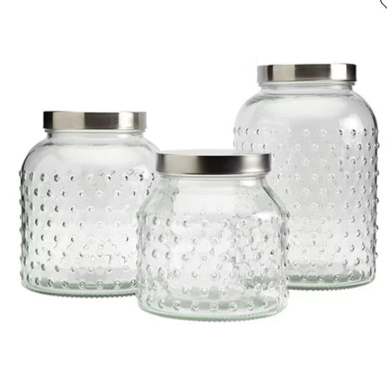 Tabletops Unlimited Mason Craft And More Glass 3-pc. Canister