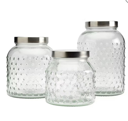 Tabletops Unlimited Mason Craft And More Glass 3-pc. Canister