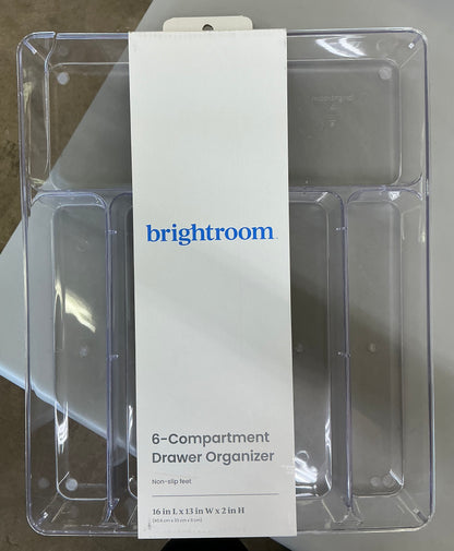 THRIFTY 70 - 6 compartment plastic drawer organizer - AS IS - CRACKED (see pictures) - FINAL SALE - NO RETURNS