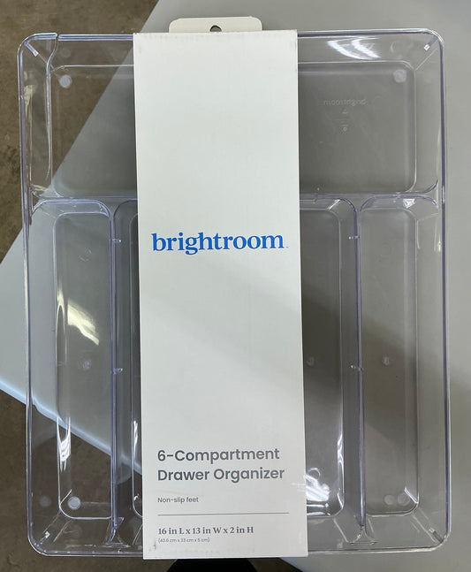 THRIFTY 70 - 6 compartment plastic drawer organizer - AS IS - CRACKED (see pictures) - FINAL SALE - NO RETURNS