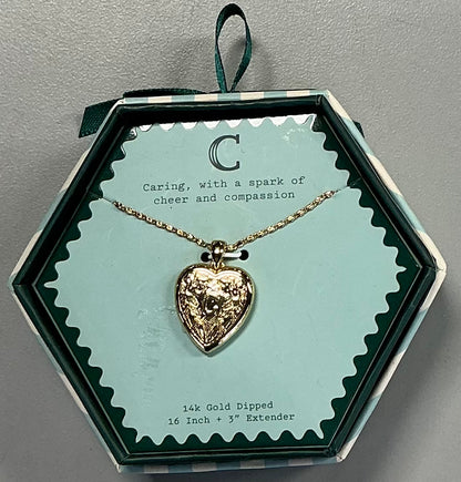 14k gold dipped heart charm initial necklace